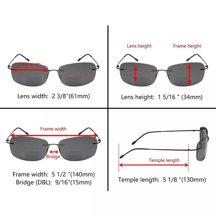 6 Pack Lightweight Rimless Bifocal Reading Sunglasses SGWK2