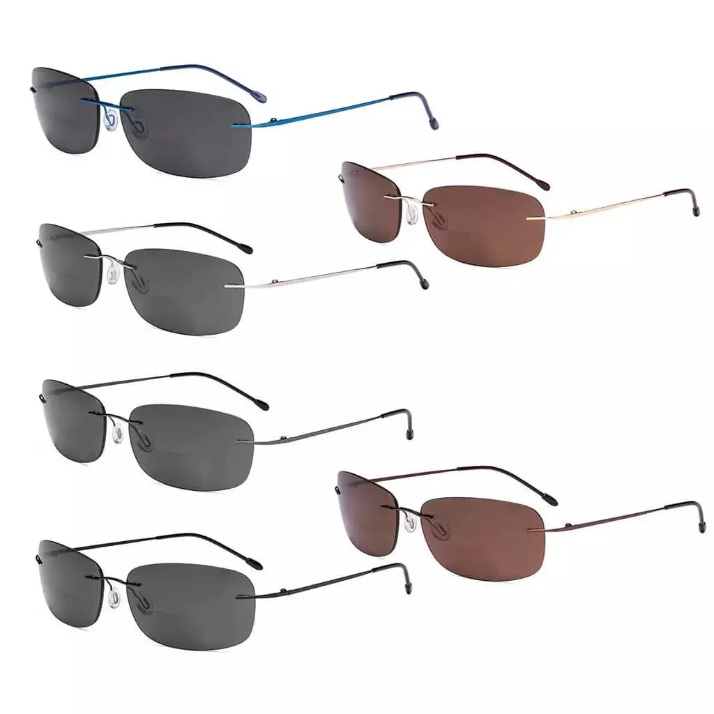 6 Pack Lightweight Rimless Bifocal Reading Sunglasses SGWK2