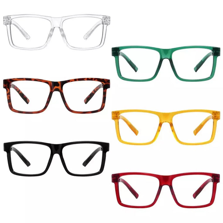6 Pack Oversized Metalless Screwless Reading Glasses R2508