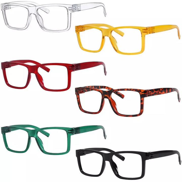 6 Pack Oversized Metalless Screwless Reading Glasses R2508