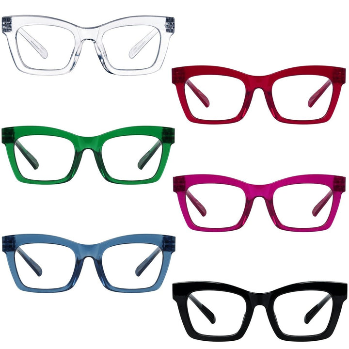 6 Pack Chunky Frame Reading Glasses