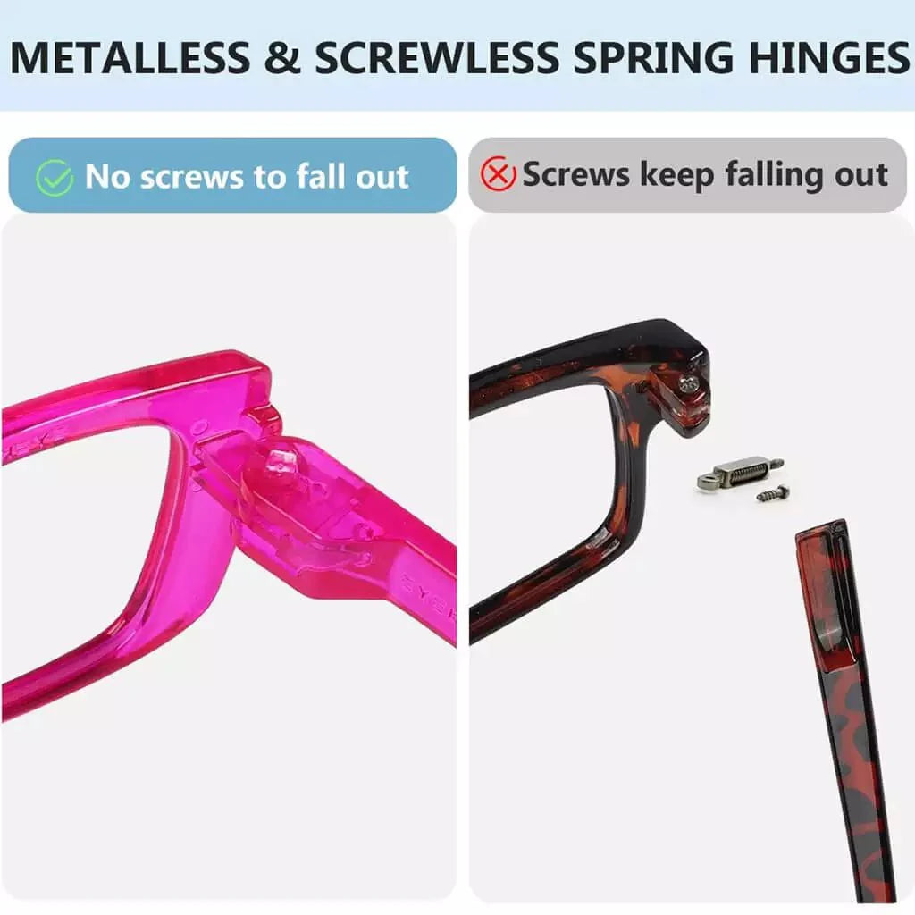 6 Pack Metalless Thicker Spring Hinge Reading Glasses NR9107