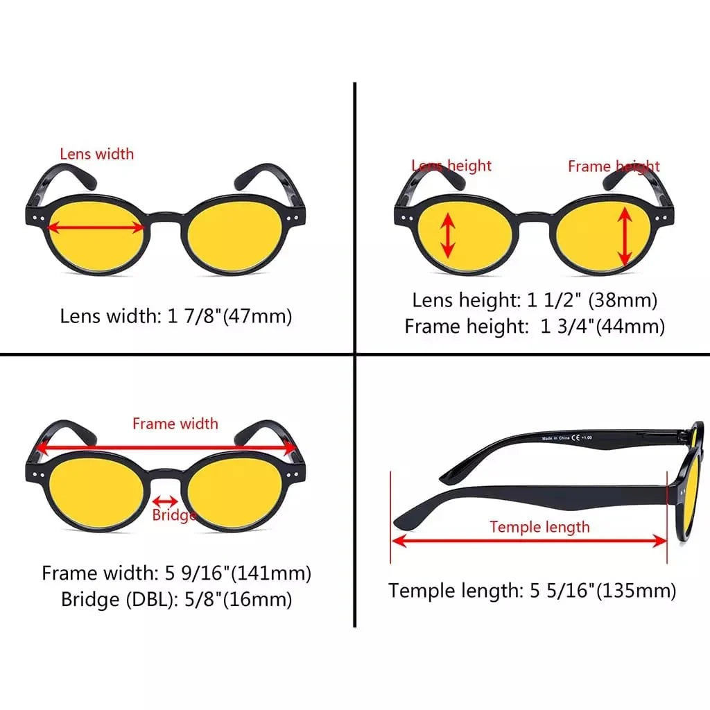 6 Pack Oval Blue Light Blocking Reading Glasses HP070