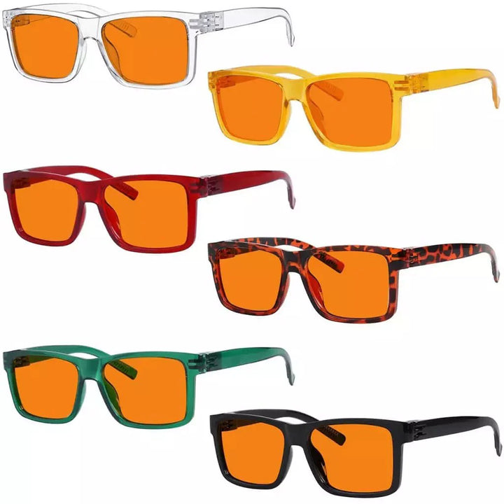 6 Pack Oversize 100% Blue Light Blocking Nighttime Glasses Metalless R2508-B98