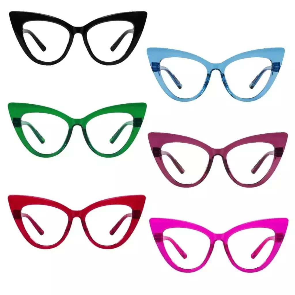 6 Pack Oversized Cat-eye Metalless Screwless Reading Glasses R2318