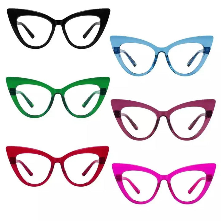 6 Pack Oversized Cat-eye Metalless Screwless Reading Glasses R2318