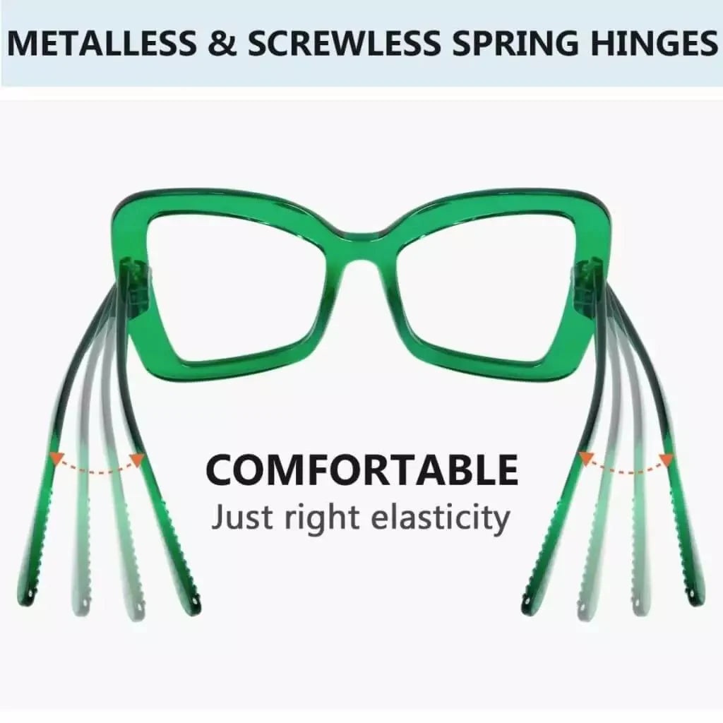 6 Pack Oversized Screwless Metalless Cat-eye Reading Glasses R2315