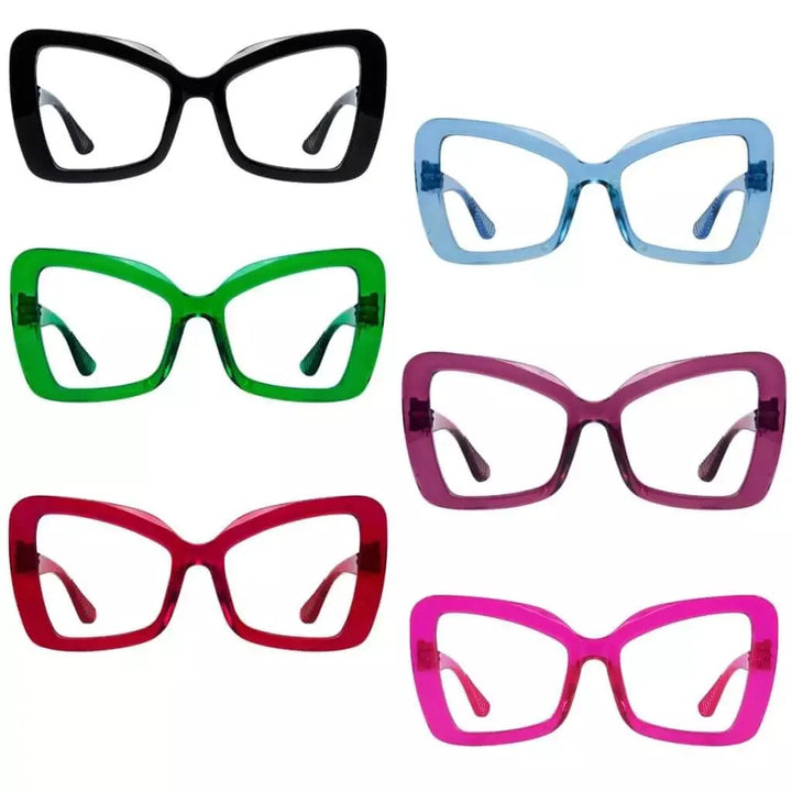 6 Pack Oversized Screwless Metalless Cat-eye Reading Glasses R2315