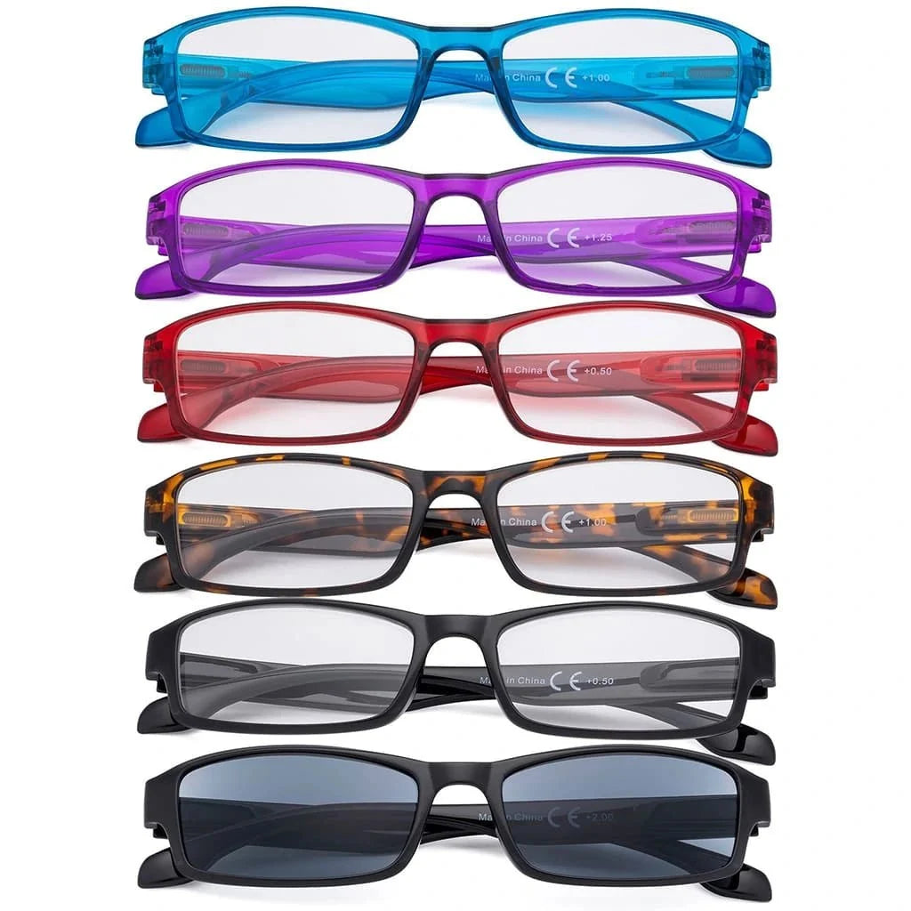 6 Pack Reading Glasses Include Sunshine Readers R9102