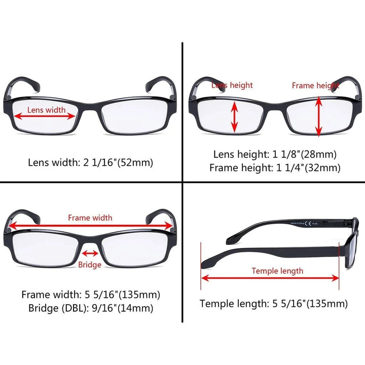 6 Pack Reading Glasses Include Sunshine Readers R9102