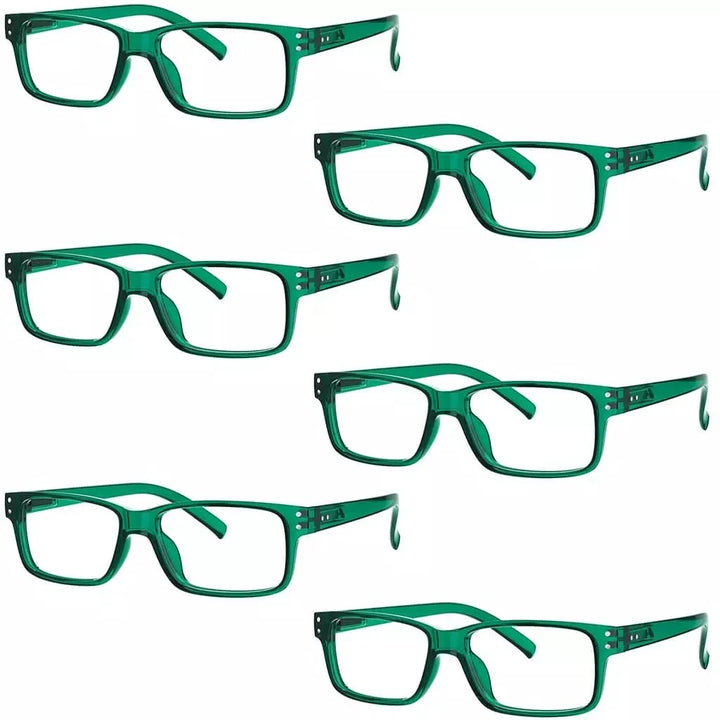 6 Pack Reading Glasses Rectangle Readers 3-R032