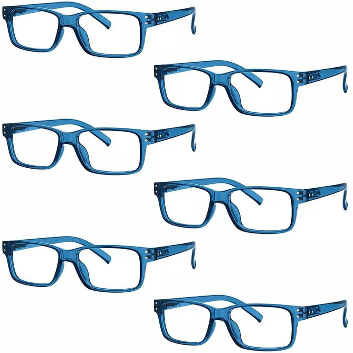 6 Pack Reading Glasses Rectangle Readers 3-R032