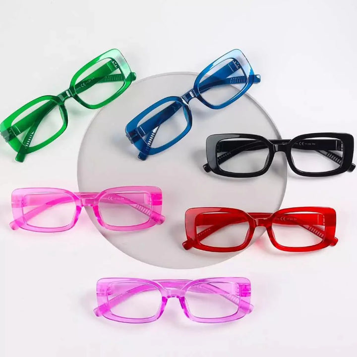 6 Pack Rectangle Screwless Metalless Reading Glasses R2502