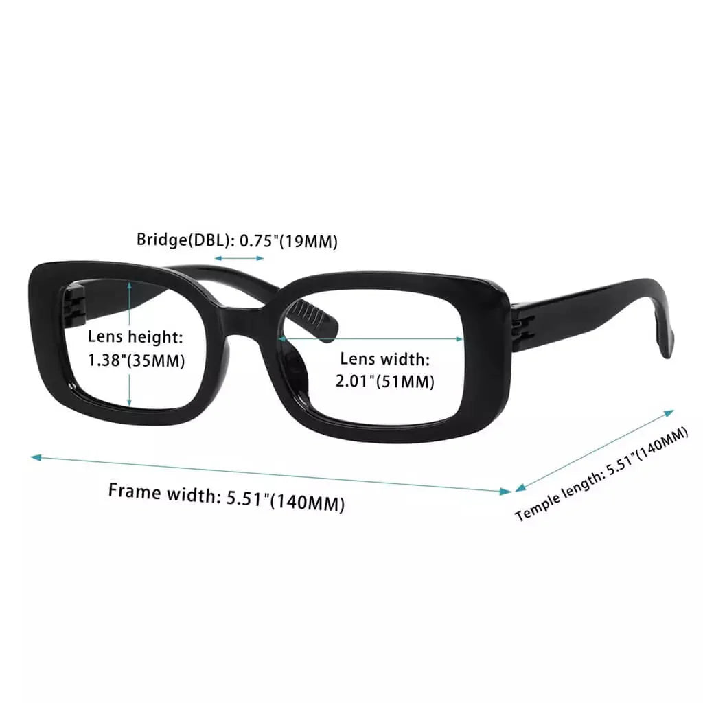 6 Pack Rectangle Screwless Metalless Reading Glasses R2502