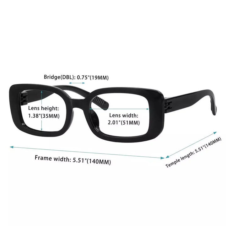 6 Pack Rectangle Screwless Metalless Reading Glasses R2502