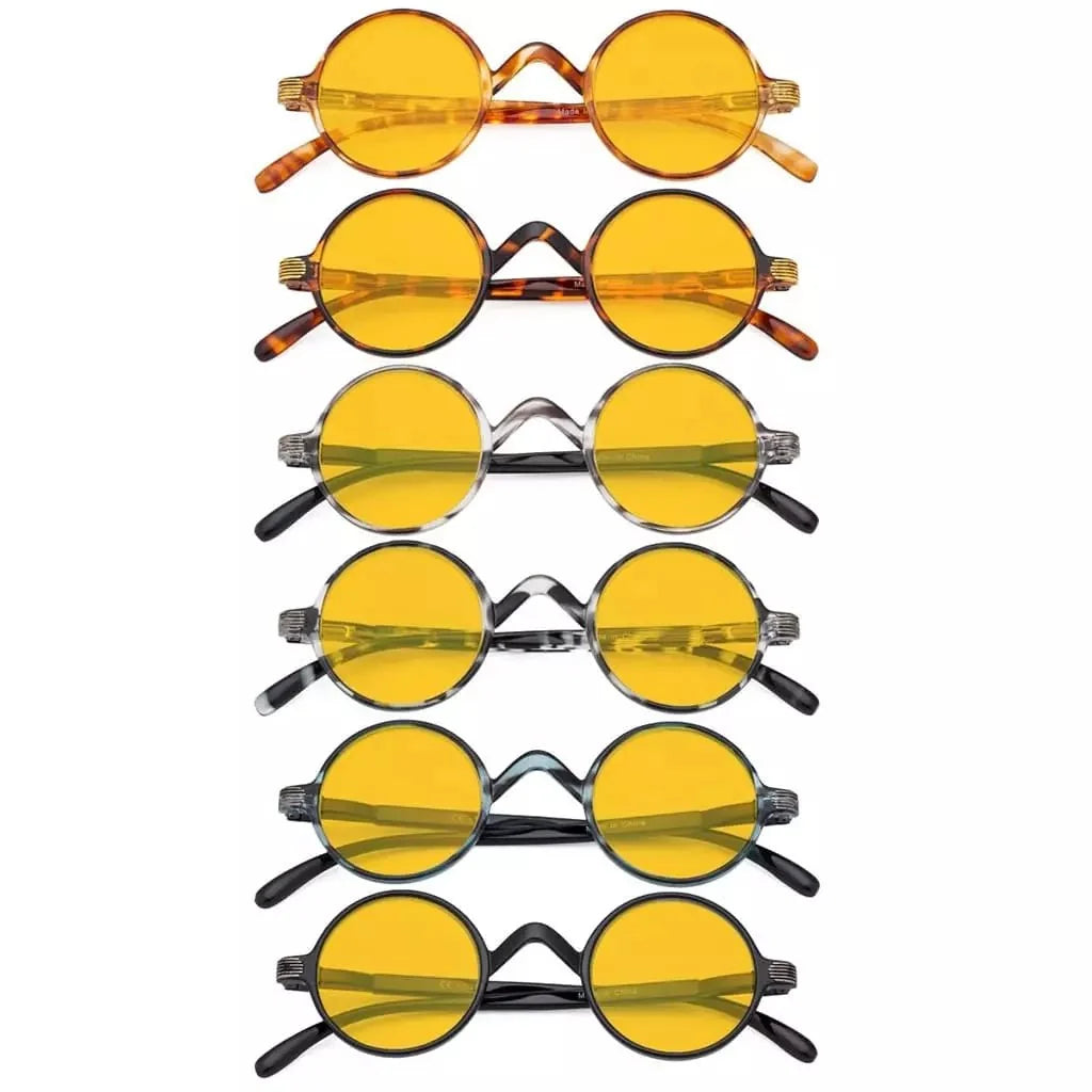 6 Pack Round Blue Light Blocking Reading Glasses HP077BX