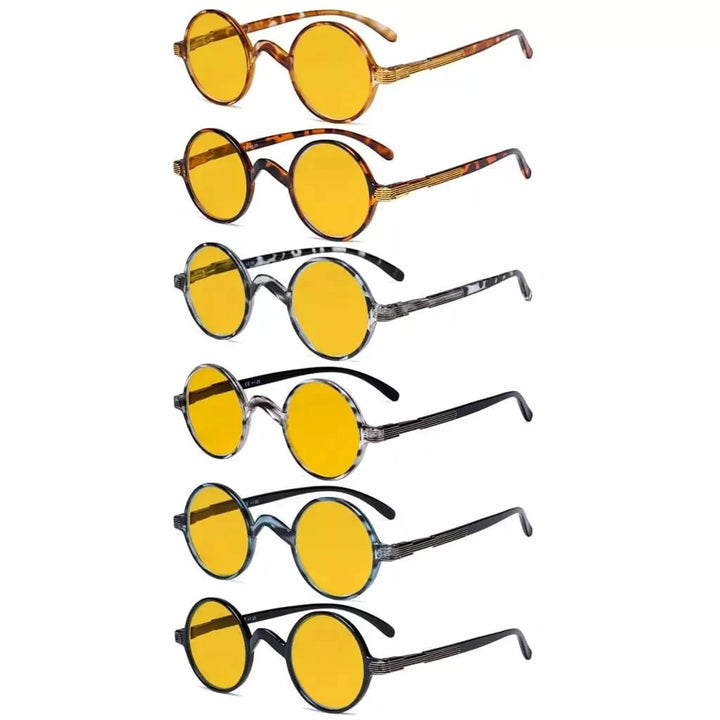 6 Pack Round Blue Light Blocking Reading Glasses HP077BX