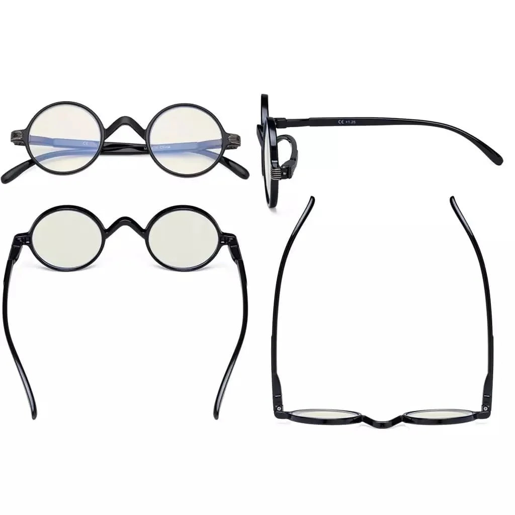 6 Pack Round Blue Light Filter Reading Glasses UVR077BX