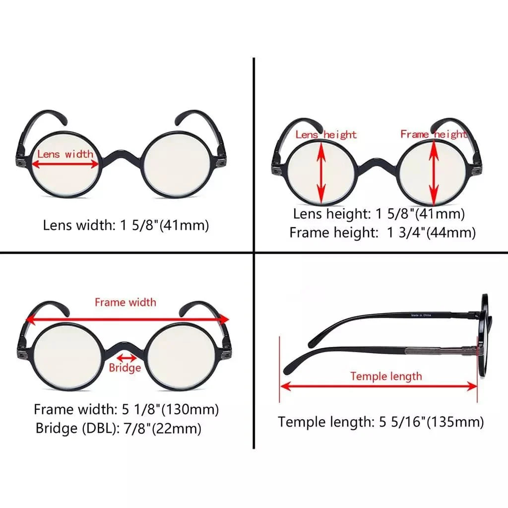 6 Pack Round Blue Light Filter Reading Glasses UVR077BX
