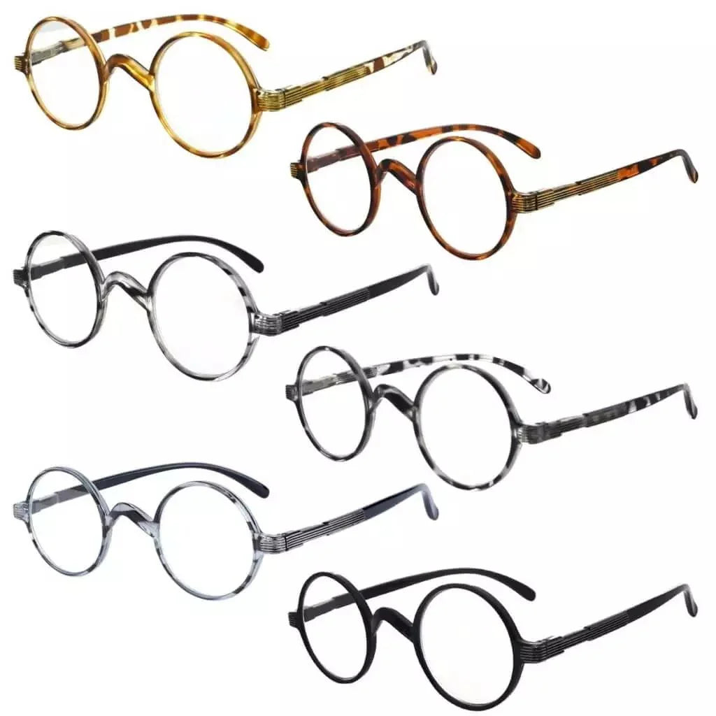 6 Pack Round Professor Reading Glasses R077B