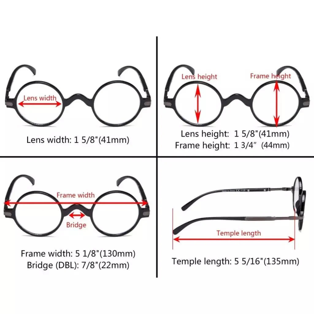 6 Pack Round Professor Reading Glasses R077B