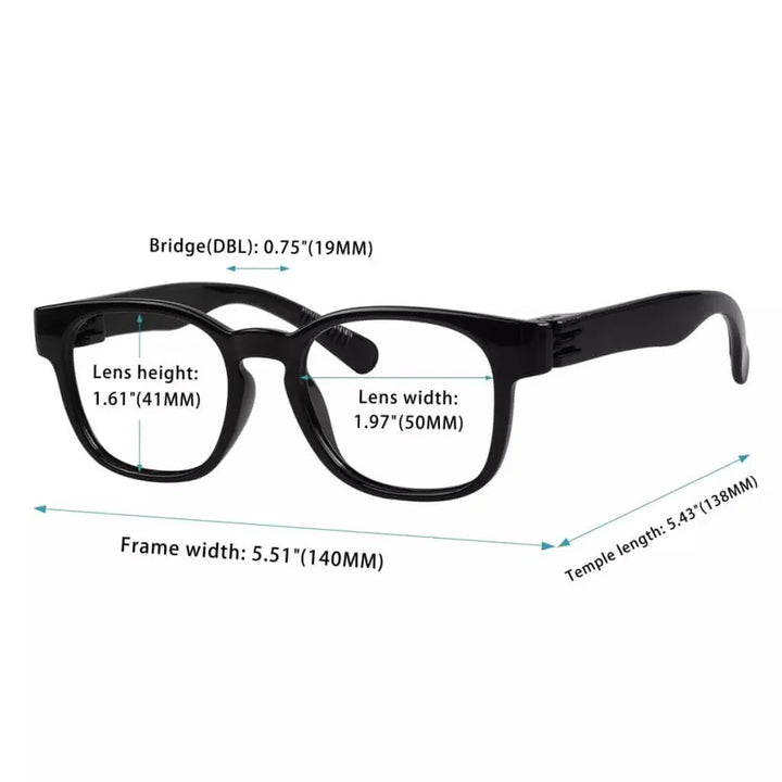 6 Pack Square Screwless Metalless Reading Glasses NR144