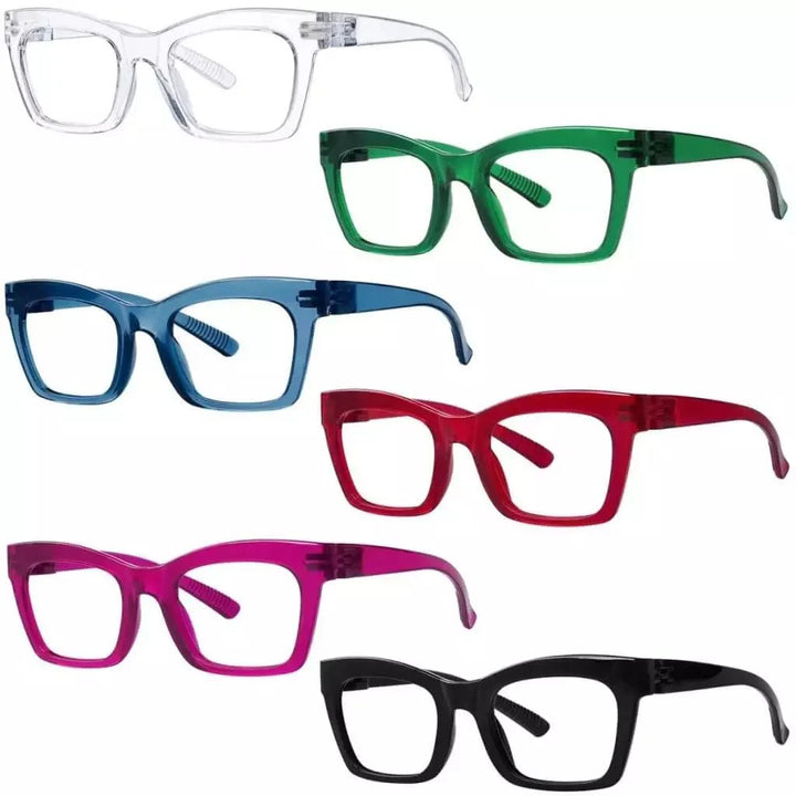 6 Pack Thick Spring Hinge Metalless Screwless Reading Glasses NR2308