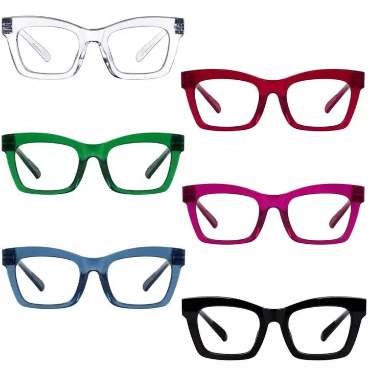 6 Pack Thick Spring Hinge Metalless Screwless Reading Glasses NR2308