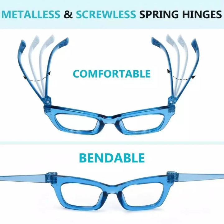 6 Pack Thick Spring Hinge Metalless Screwless Reading Glasses NR2308