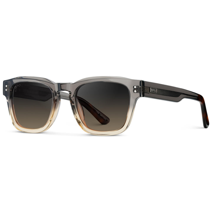 WearMe Pro WMP Eyewear – Men’s Polarized Rectangular Sunglasses: Thick Acetate Frame, Modern Style (Graphite Horizon Grey/Grey Brown Gradient Lens)