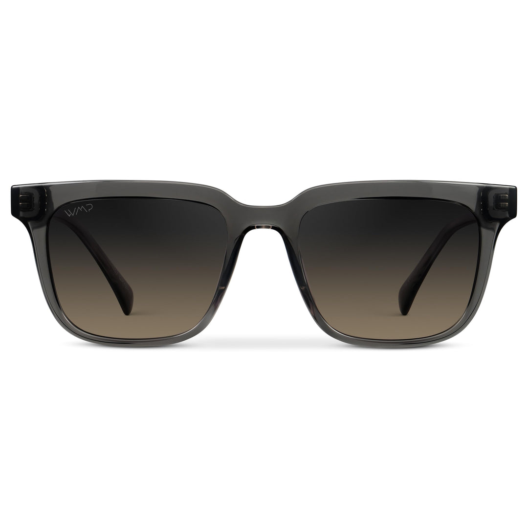 WearMe Pro WMP Eyewear - Men's Polarized Sunglasses: Bold Modern Square Design, Acetate Frame, UV Protection (Smoke Grey/Grey Brown Gradient Lens)