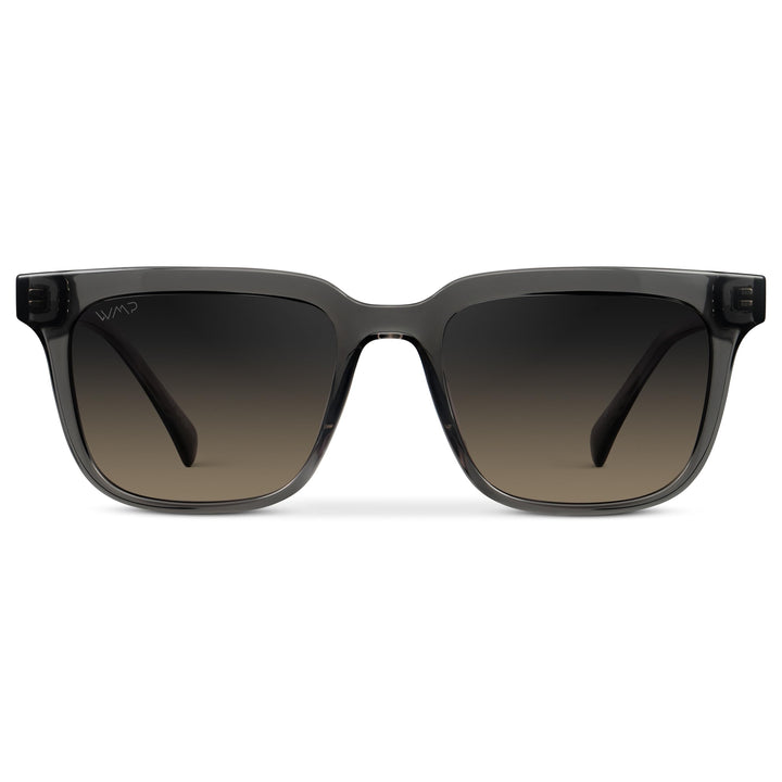 WearMe Pro WMP Eyewear - Men's Polarized Sunglasses: Bold Modern Square Design, Acetate Frame, UV Protection (Smoke Grey/Grey Brown Gradient Lens)