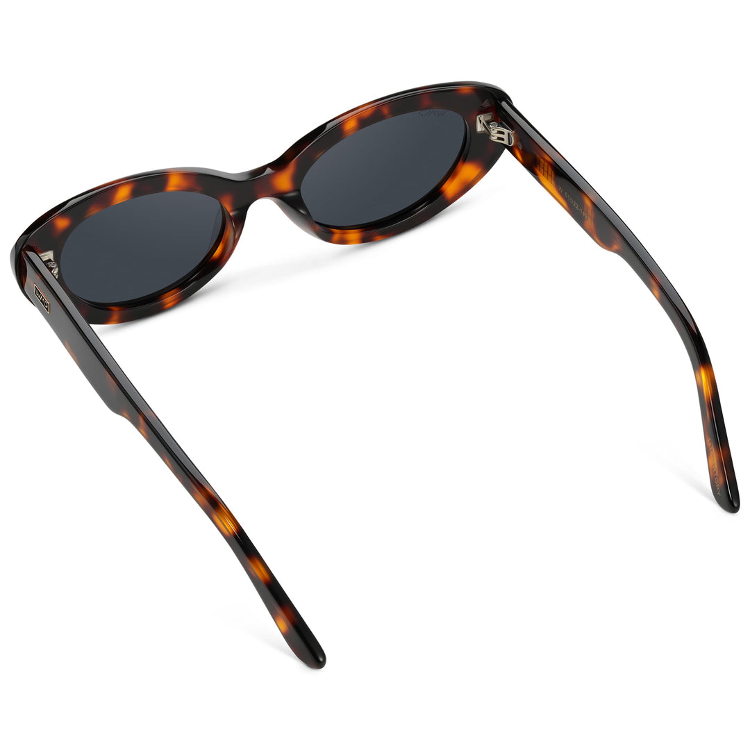 WearMe Pro - Women's Polarized Cat-Eye Sunglasses, Oval Lenses, Thick Rounded Frame, 5-Barrel Hinges, Hand-Polished Design (Brown Tortoise/Smoke Grey Lens)