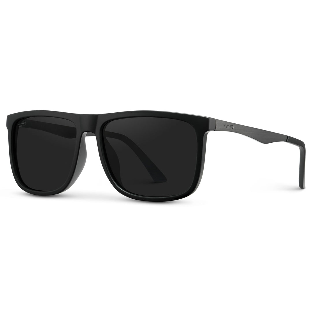 WearMe Pro Polarized Flat Top Narrow Square Mens Sunglasses (Matte Black/Black Lens)