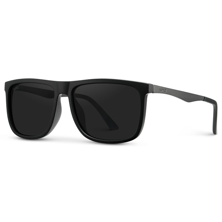 WearMe Pro Polarized Flat Top Narrow Square Mens Sunglasses (Matte Black/Black Lens)