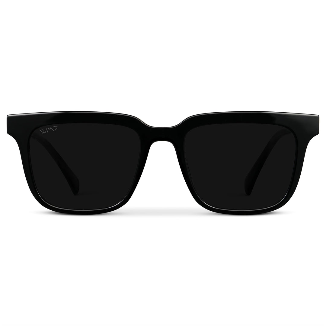 WearMe Pro WMP Eyewear - Men's Polarized Sunglasses: Bold Modern Square Design, Acetate Frame, UV Protection (Black/Triple Black Lens)