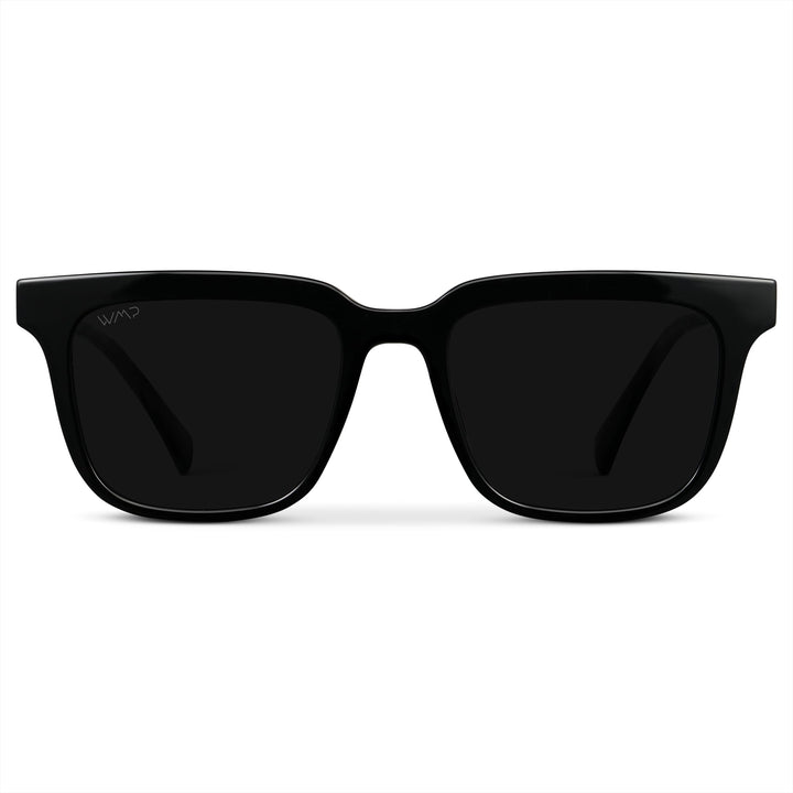WearMe Pro WMP Eyewear - Men's Polarized Sunglasses: Bold Modern Square Design, Acetate Frame, UV Protection (Black/Triple Black Lens)