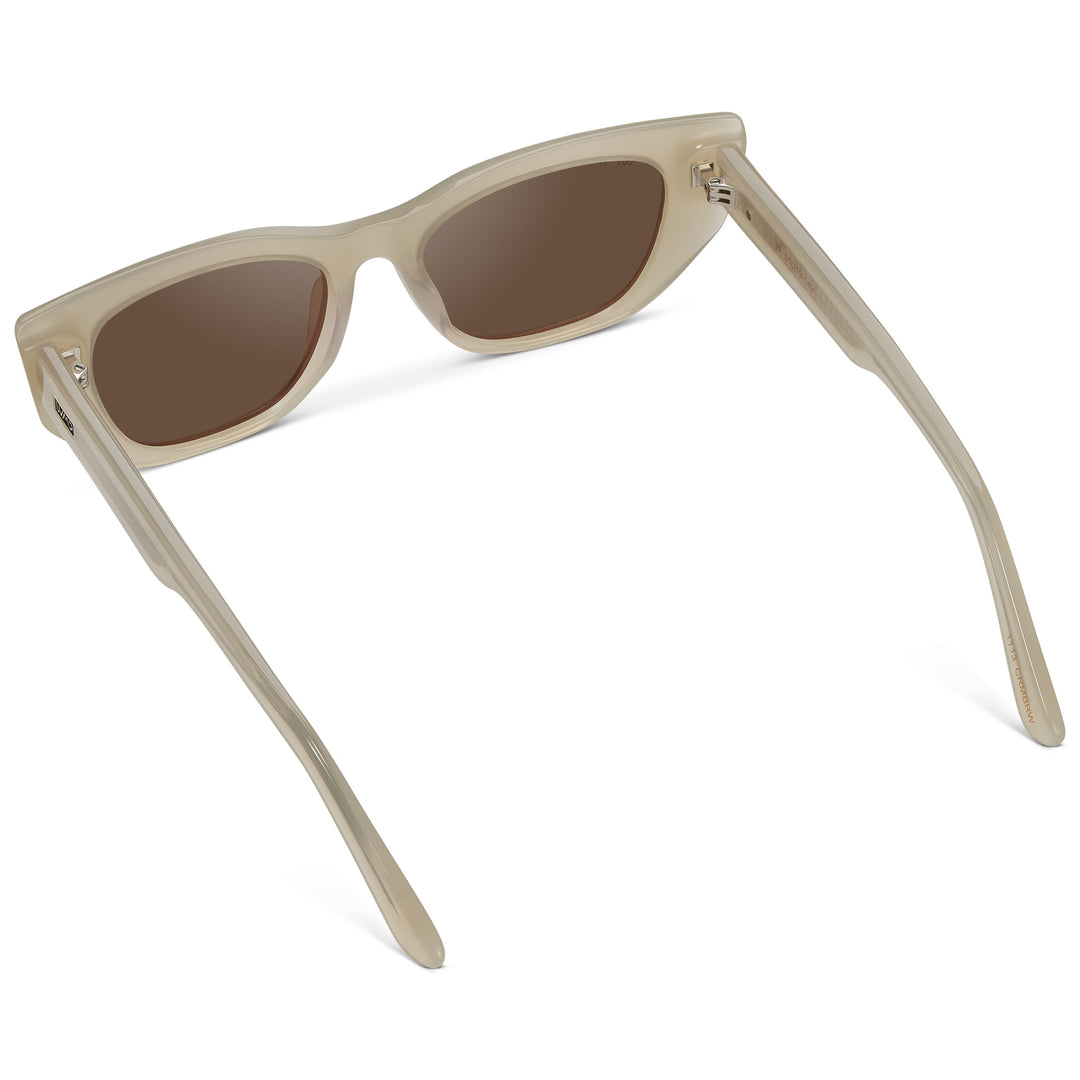 WearMe Pro - Women's Polarized Sunglasses, Cat-Eye Acetate Frame, Rectangular Lenses, Durable 5-Barrel Hinges, Hand-Polished (Pearl Beige/Brown Lens)