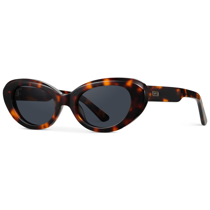 WearMe Pro - Women's Polarized Cat-Eye Sunglasses, Oval Lenses, Thick Rounded Frame, 5-Barrel Hinges, Hand-Polished Design (Brown Tortoise/Smoke Grey Lens)