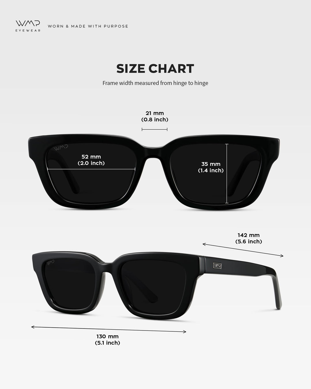 WearMe Pro - Women's Polarized Rectangular Sunglasses, Narrow Acetate Frame, Durable 5-Barrel Hinges, Hand-Polished Finish (Black/Triple Black Lens)