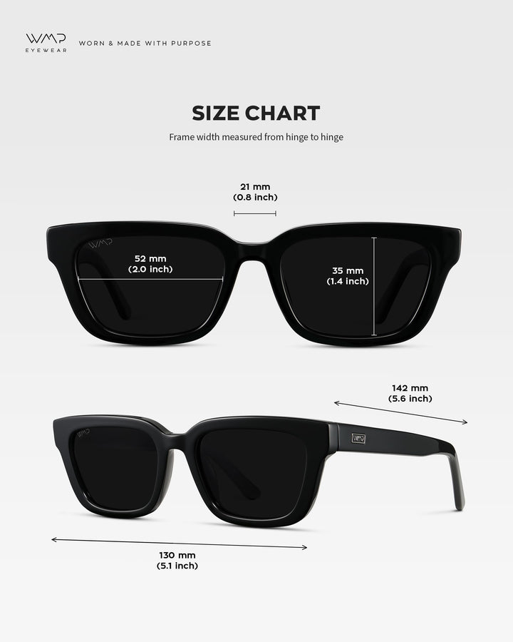 WearMe Pro - Women's Polarized Rectangular Sunglasses, Narrow Acetate Frame, Durable 5-Barrel Hinges, Hand-Polished Finish (Black/Triple Black Lens)