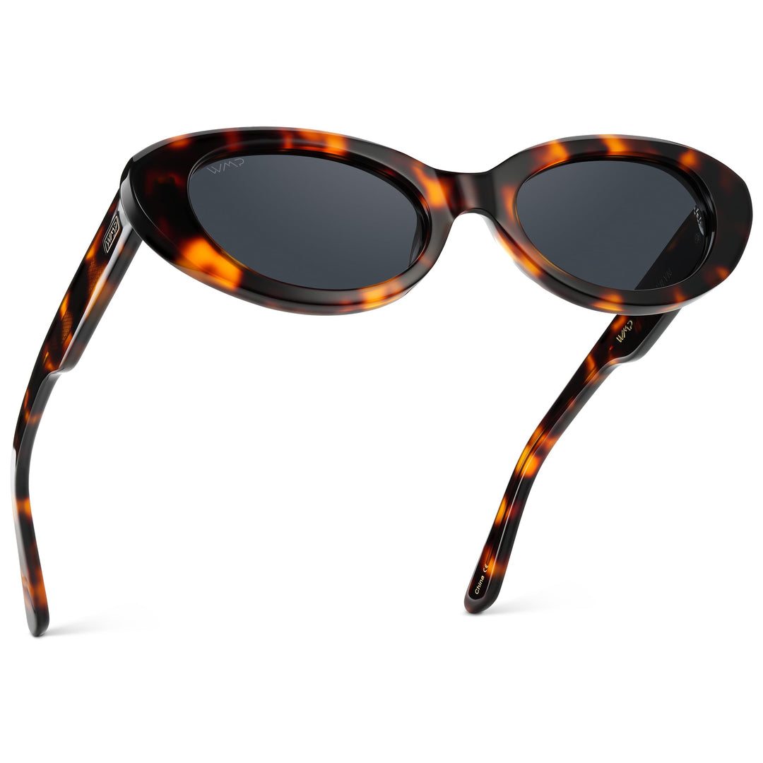 WearMe Pro - Women's Polarized Cat-Eye Sunglasses, Oval Lenses, Thick Rounded Frame, 5-Barrel Hinges, Hand-Polished Design (Brown Tortoise/Smoke Grey Lens)