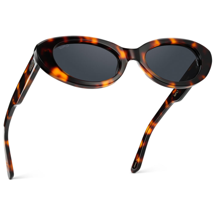 WearMe Pro - Women's Polarized Cat-Eye Sunglasses, Oval Lenses, Thick Rounded Frame, 5-Barrel Hinges, Hand-Polished Design (Brown Tortoise/Smoke Grey Lens)