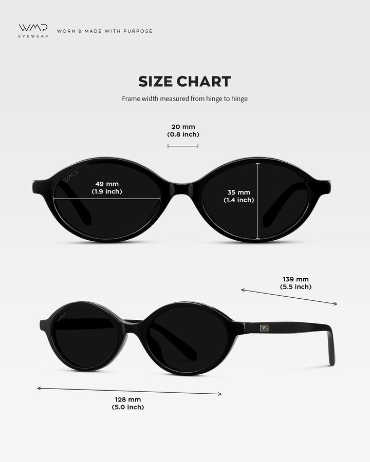 WMP Eyewear – Women’s Trendy Oval Sunglasses: Small Retro Frame, 90s Y2K Style, Perfect for Everyday Wear (Black/Triple Black Lens)