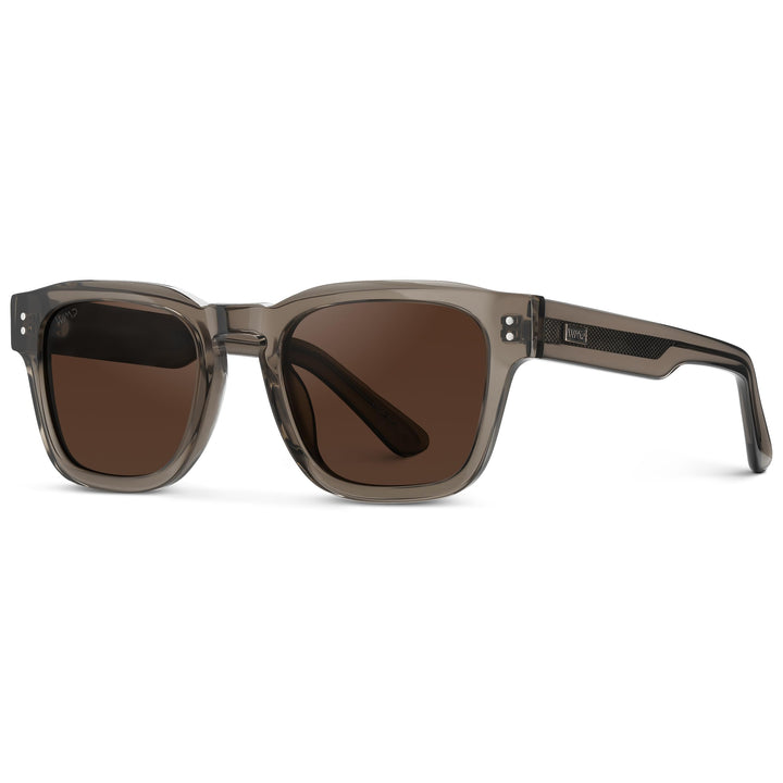 WearMe Pro WMP Eyewear – Men’s Polarized Rectangular Sunglasses: Thick Acetate Frame, Modern Style (Crystal Gunmetal/Dark Brown Lens)