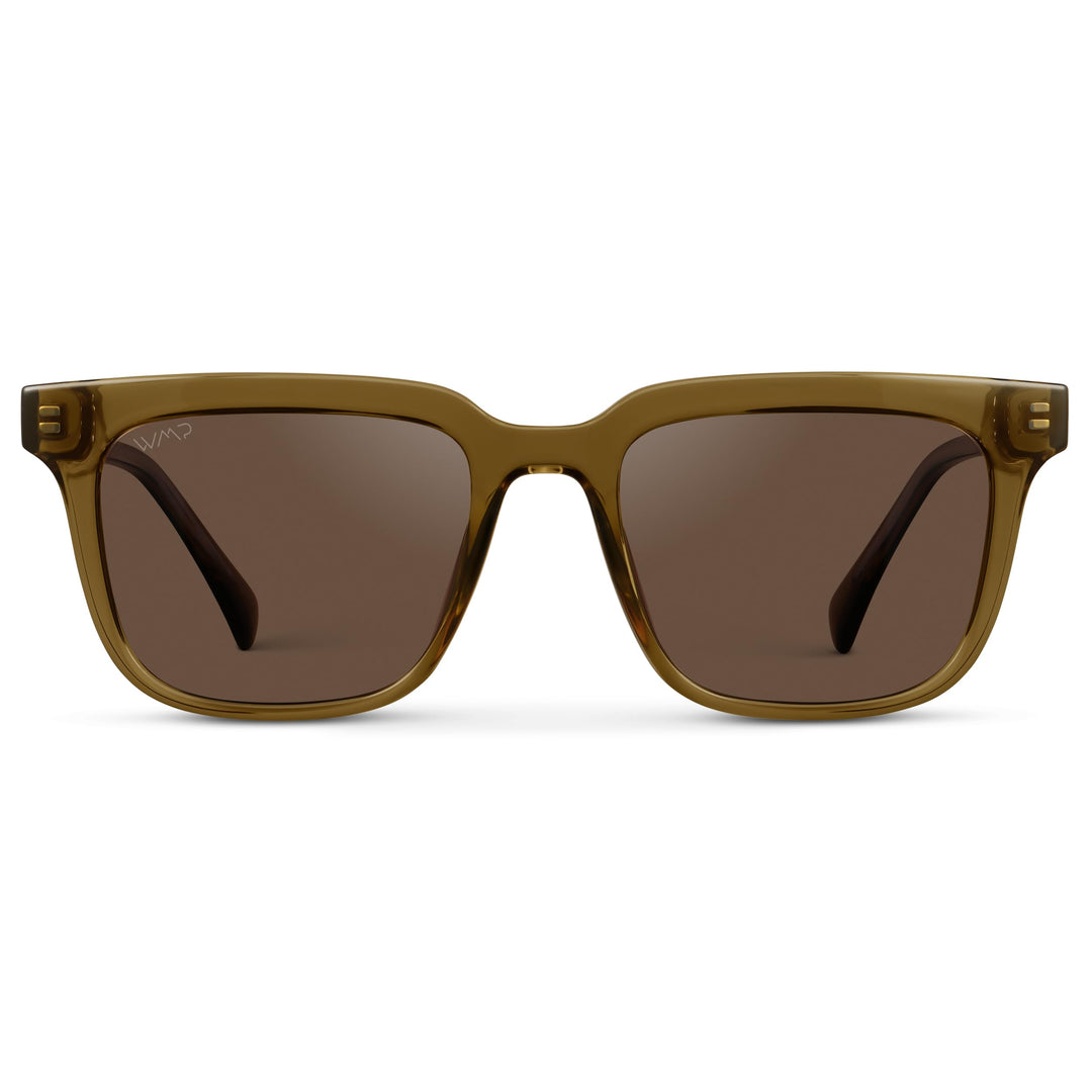 WearMe Pro WMP Eyewear - Men's Polarized Sunglasses: Bold Modern Square Design, Acetate Frame, UV Protection (Crystal Verde/Brown Lens)