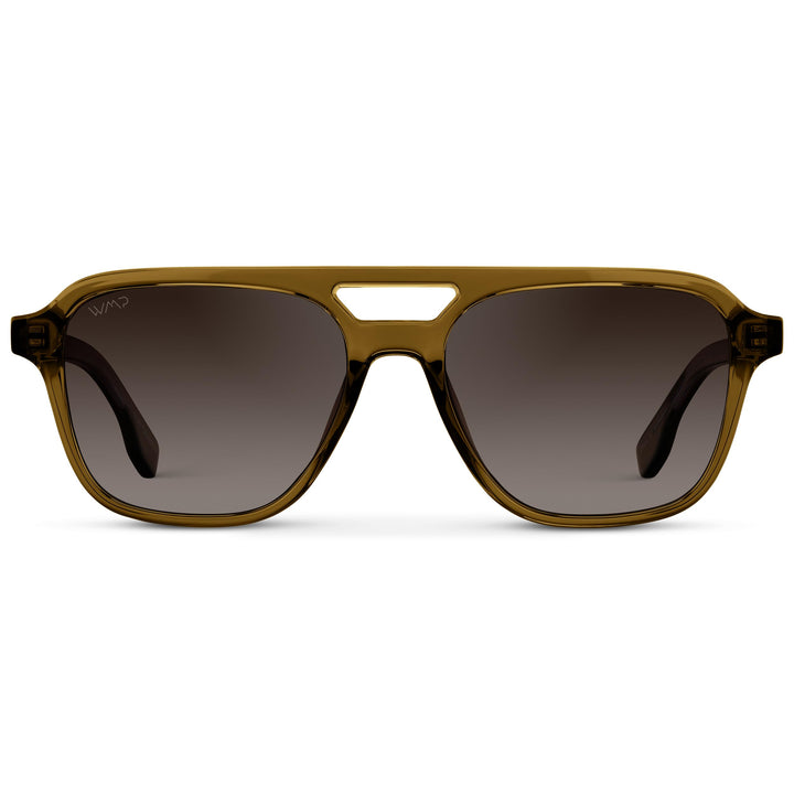 WearMe Pro WMP Eyewear – Men’s Polarized Aviator Sunglasses: Double Bridge, Modern Acetate Frame (Crystal Verde/Brown Gradient Lens)