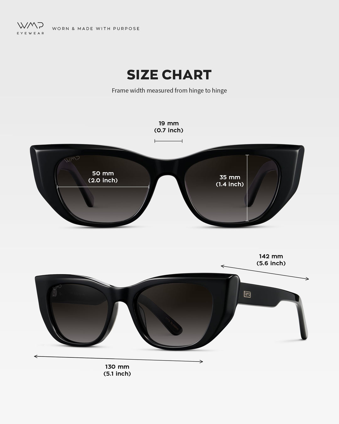 WearMe Pro - Women's Polarized Sunglasses, Cat-Eye Acetate Frame, Rectangular Lenses, Durable 5-Barrel Hinges, Hand-Polished (Black/Oak Brown Gradient Lens)