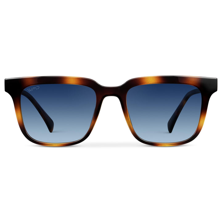 WearMe Pro WMP Eyewear - Men's Polarized Sunglasses: Bold Modern Square Design, Acetate Frame, UV Protection (Whiskey Tortoise/Blue Gradient Lens)