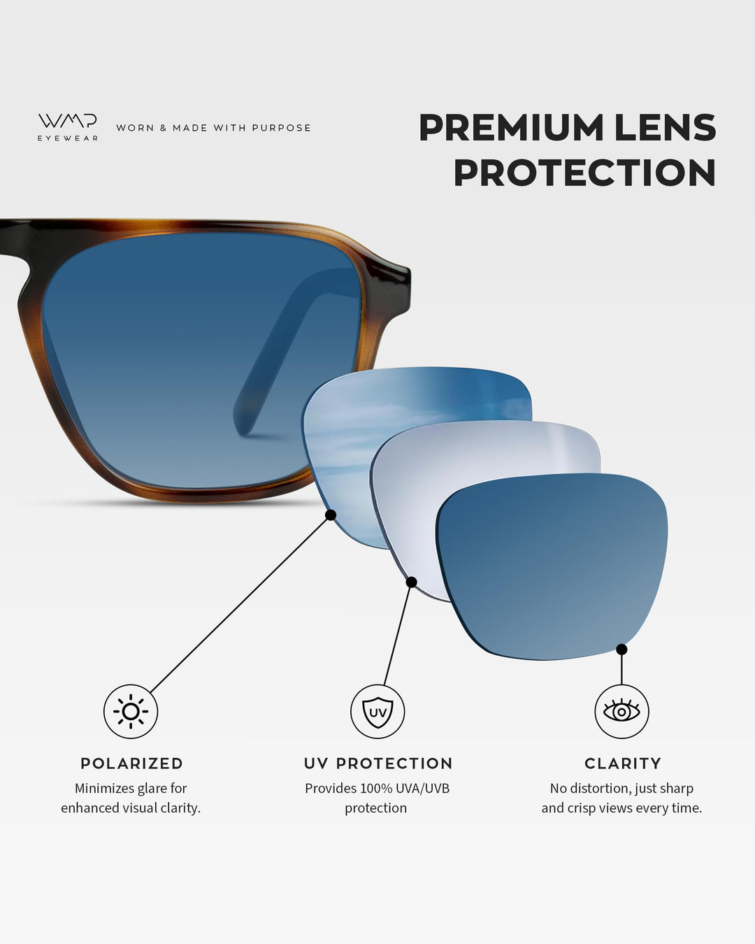 WearMe Pro Polarized Aviator One-Bridge Modern Square Mens Sunglasses (Tortoise Brown/Blue Gradient Lens)
